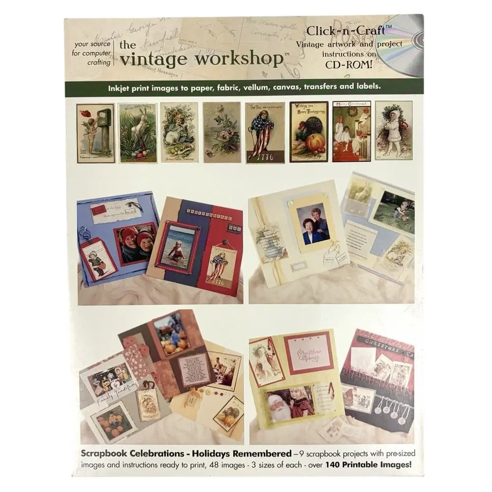 The Vintage Workshop Lot Click N Craft 136 Images CD-ROM Sewing Scrapbook